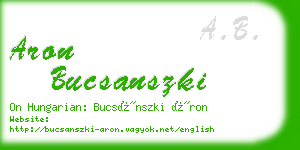 aron bucsanszki business card